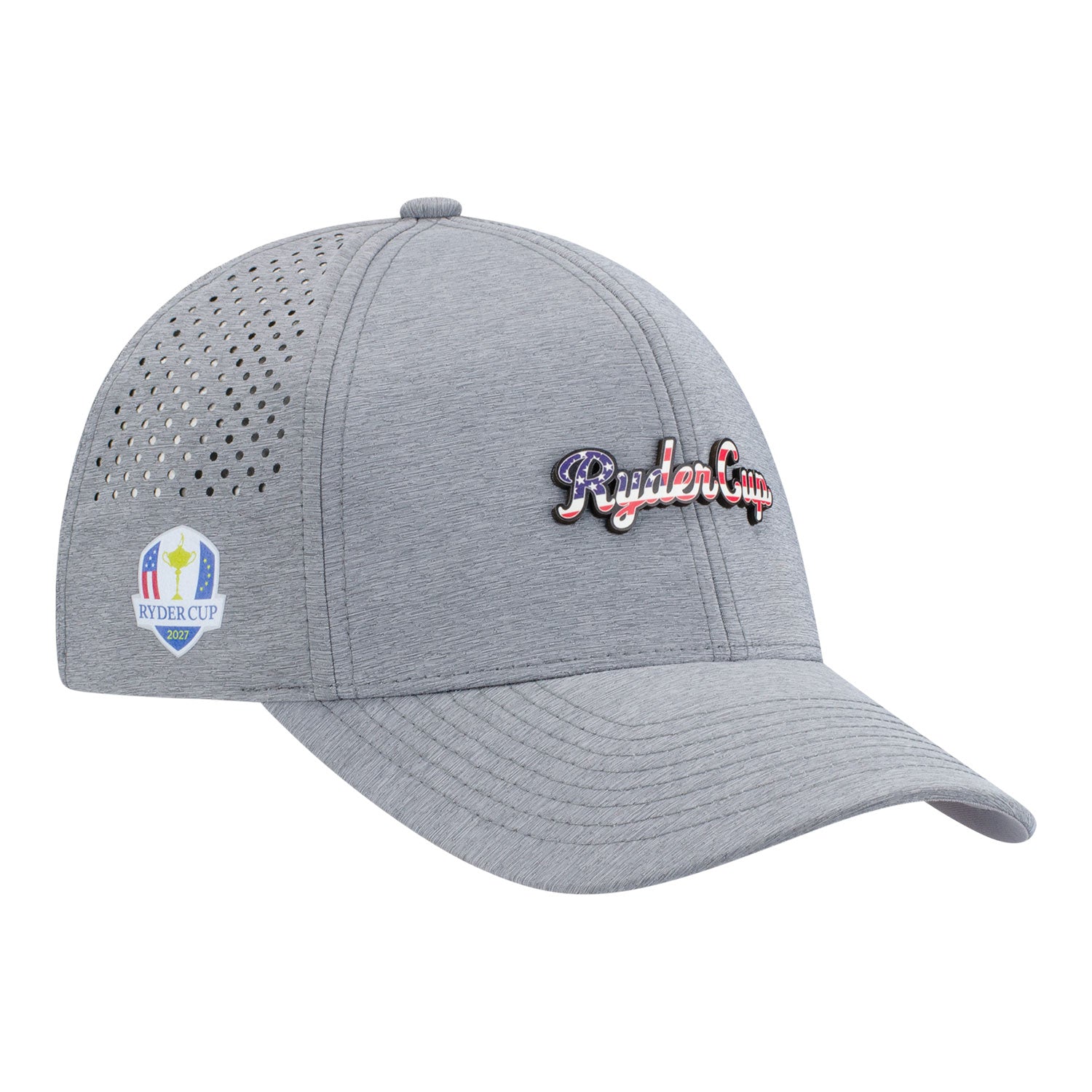 Branded Bills 2027 Ryder Cup 500 Curved Performance Hat in Heather Grey - Front Right