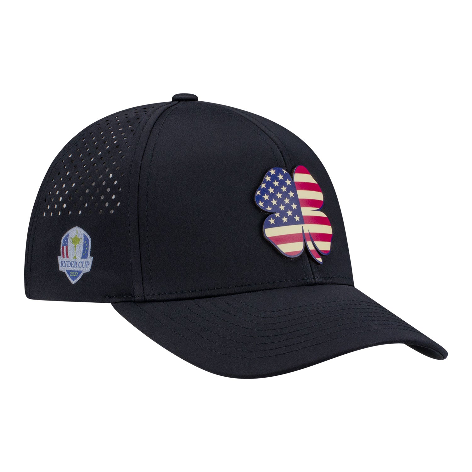 Branded Bills 2027 Ryder Cup 500 Curved Performance Shamrock Hat in Black - Front Right
