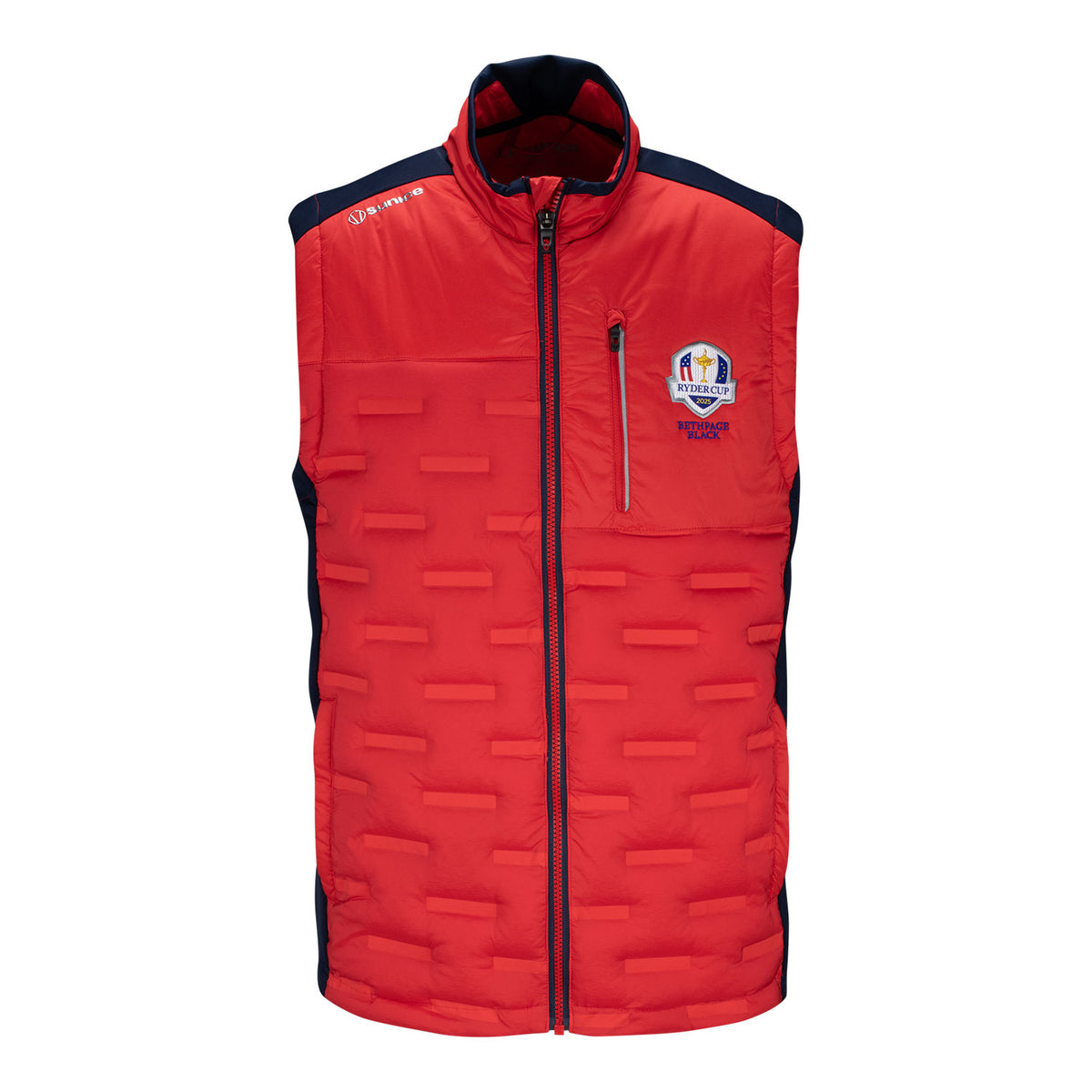 Sunice 2025 Ryder Cup Hamilton 2.0 Thermal Hybrid Vest in Scarlet Flame and Midnight - Front View