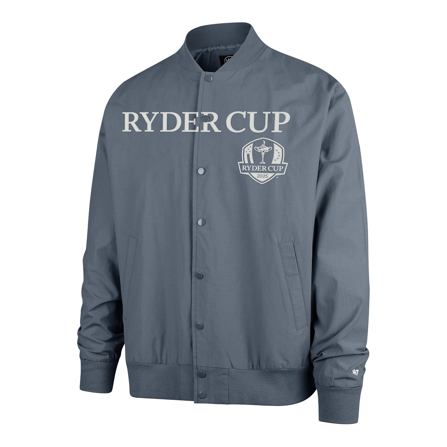 '47 Brand 2025 Ryder Cup Trademark Twill Bomber Jacket in Basalt - Front View