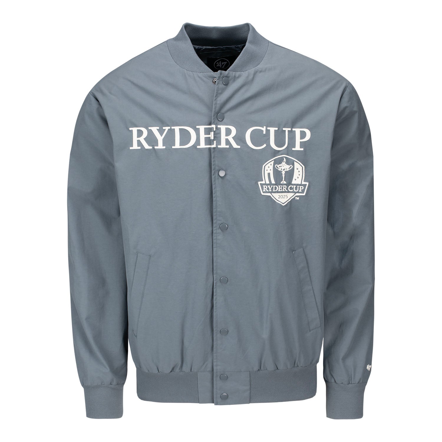 '47 Brand 2025 Ryder Cup Trademark Twill Bomber Jacket in Basalt - Front View