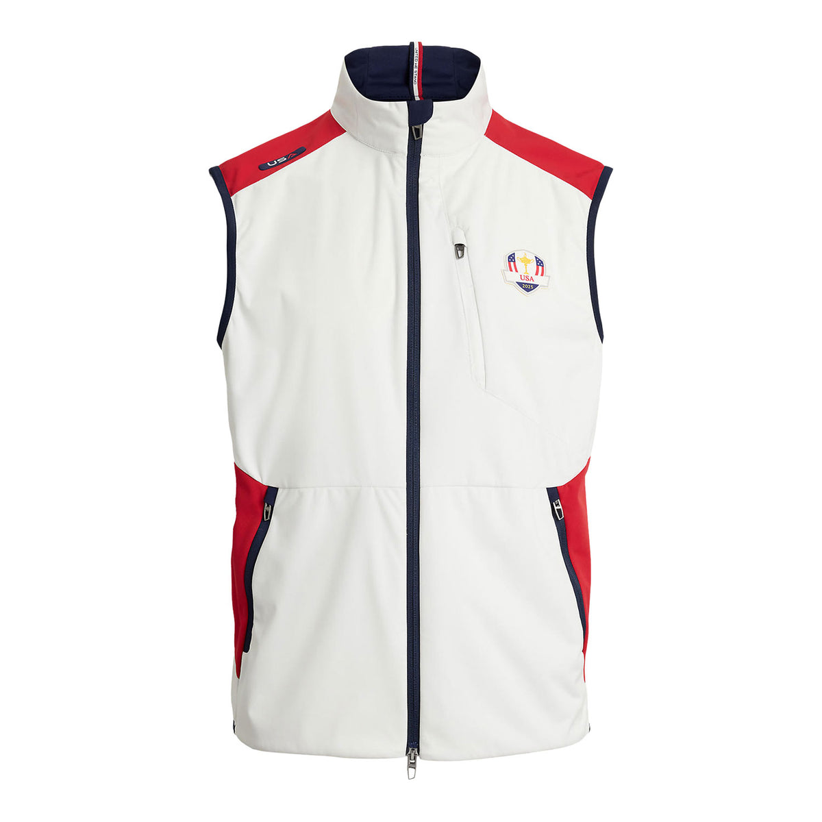 Ralph Lauren 2025 Ryder Cup Packable Vest in Ceramic White Multi - Front View