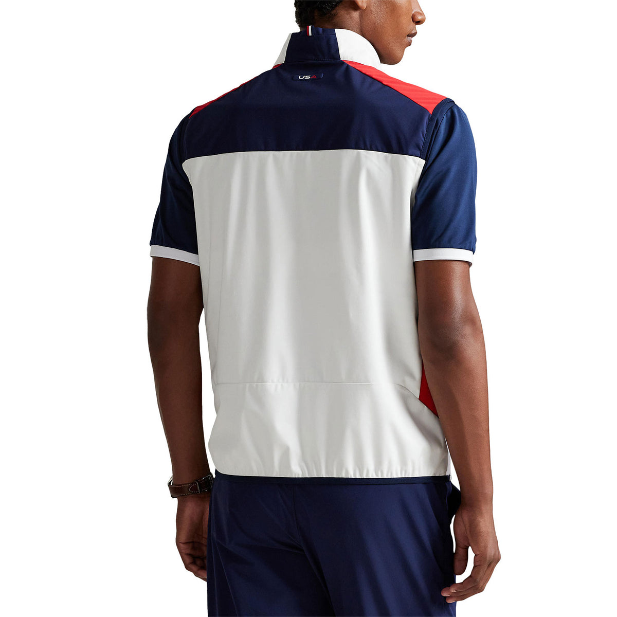 Ralph Lauren 2025 Ryder Cup Packable Vest in Ceramic White Multi - Modeled Back View