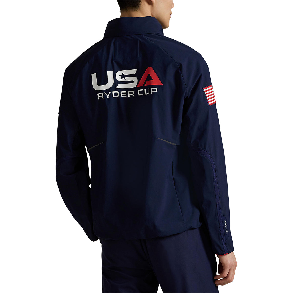 Ralph Lauren 2025 Ryder Cup Stretch Knit Jacket in Refined Navy - Modeled Back View