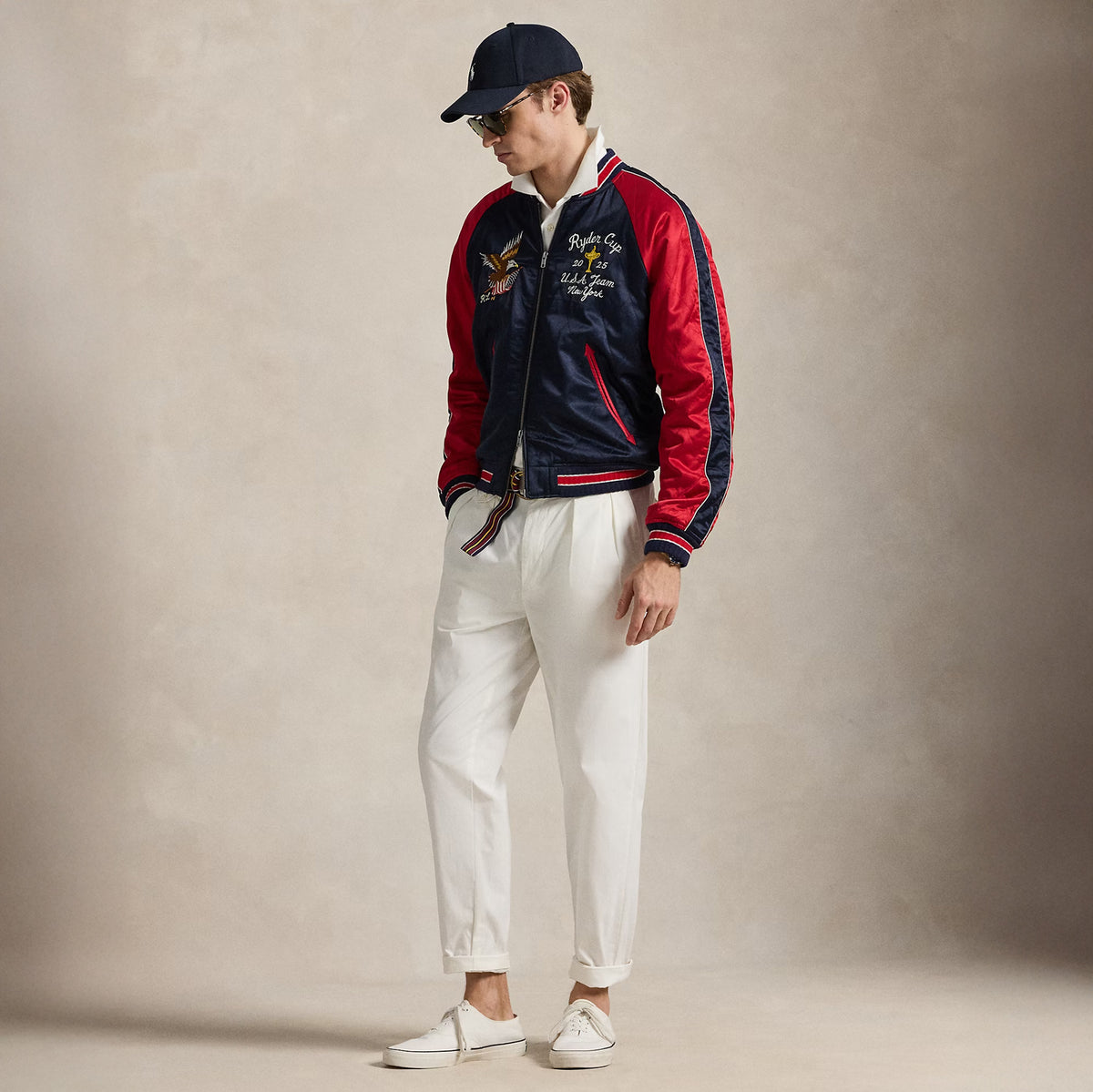Ralph Lauren 2025 Ryder Cup Map Jacket in Refined Navy Multi - Modeled Full Body