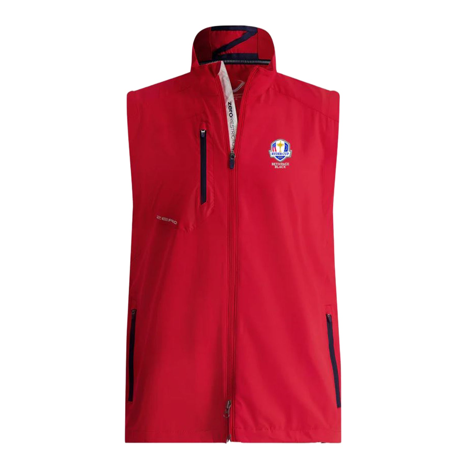 Zero Restriction 2025 Ryder Cup Z700 Full Zip Vest in True Red - Front View