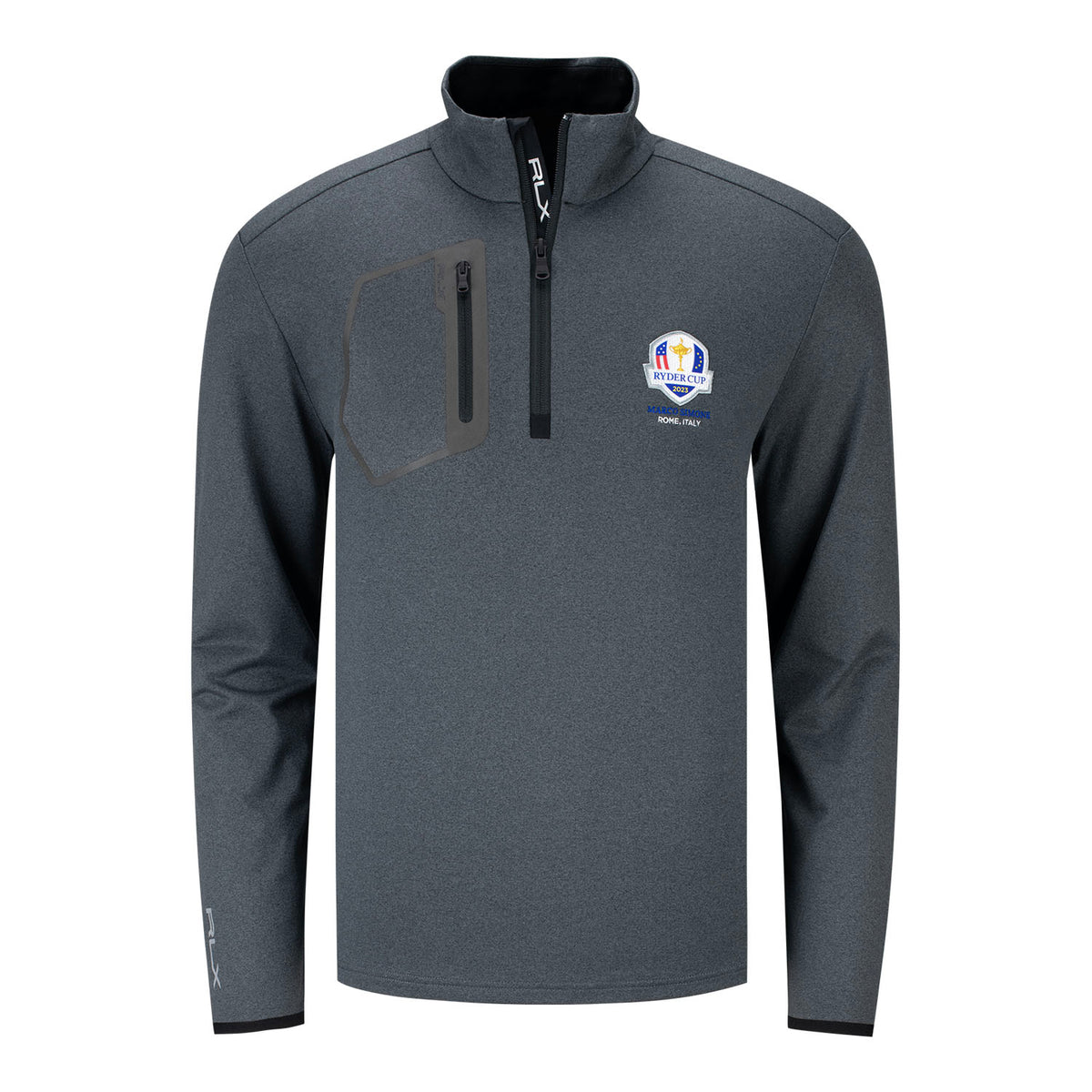 Ralph Lauren 2023 Ryder Cup Tech Jersey 1/2 Pullover in Barclay Heather- Front View
