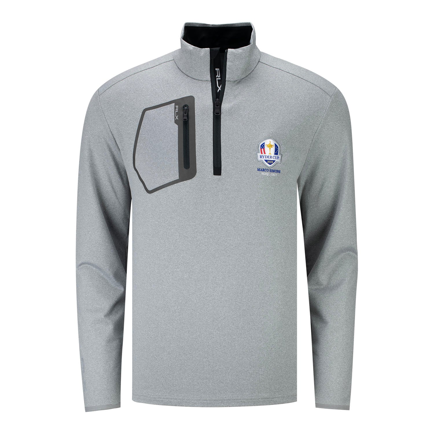 Ralph Lauren 2023 Ryder Cup Tech Jersey 1/2 Pullover in Andover Heather- Front View