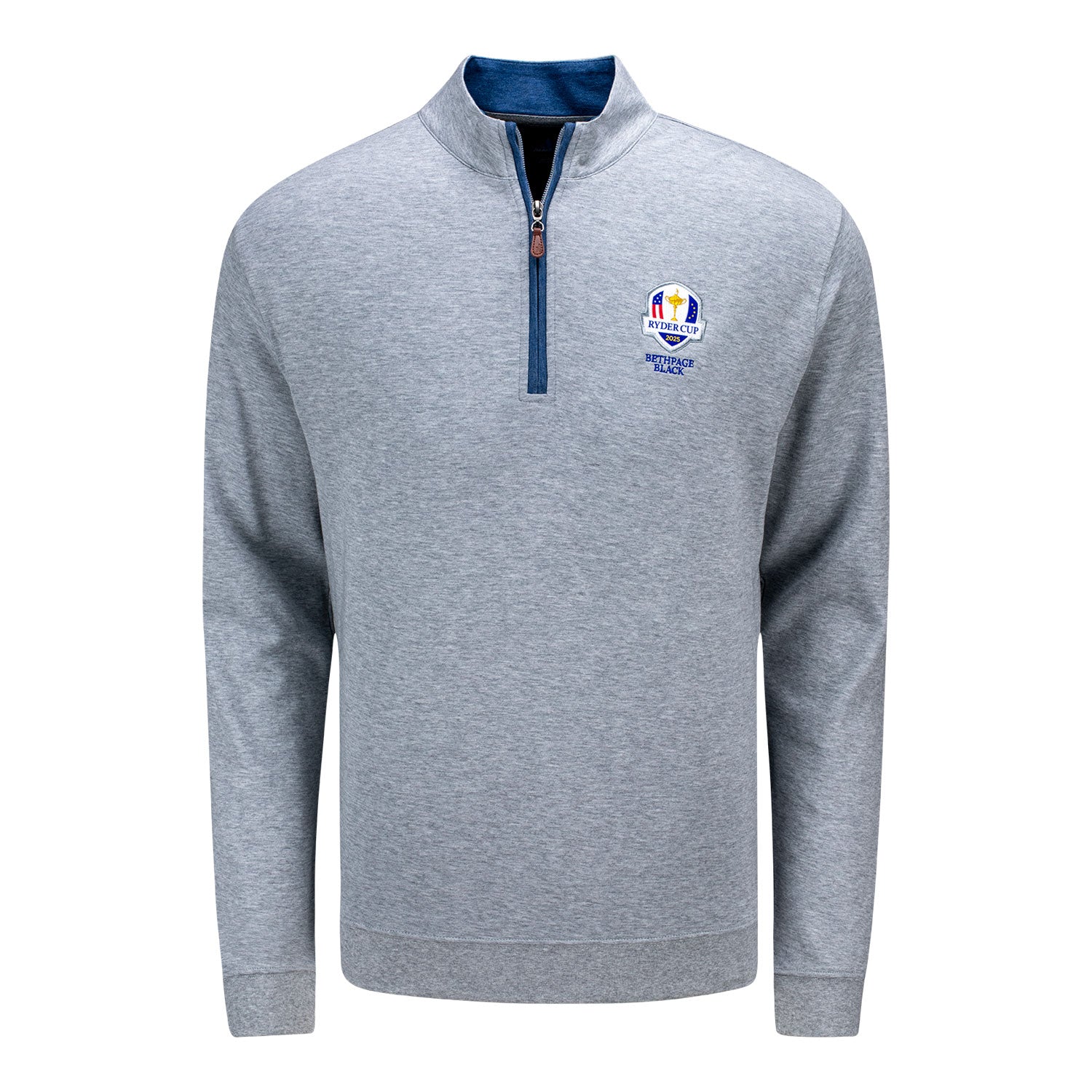 Johnnie-O 2025 Ryder Cup Cotton Quarter Zip in Heather Grey - Front View