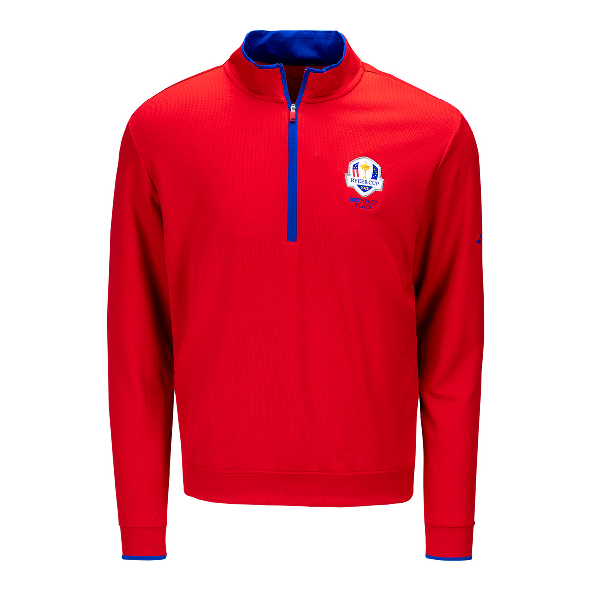 Adidas 2025 Ryder Cup Lightweight Quarter Zip in Red - Front View