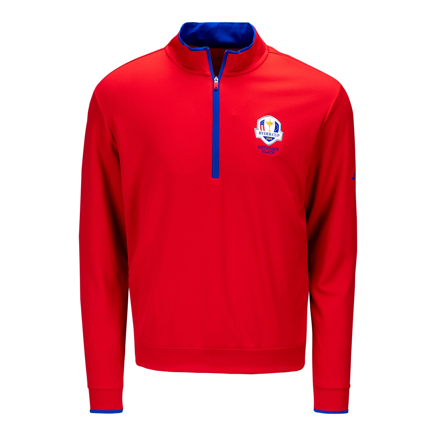 Adidas 2025 Ryder Cup Lightweight Quarter Zip in Red - Front View