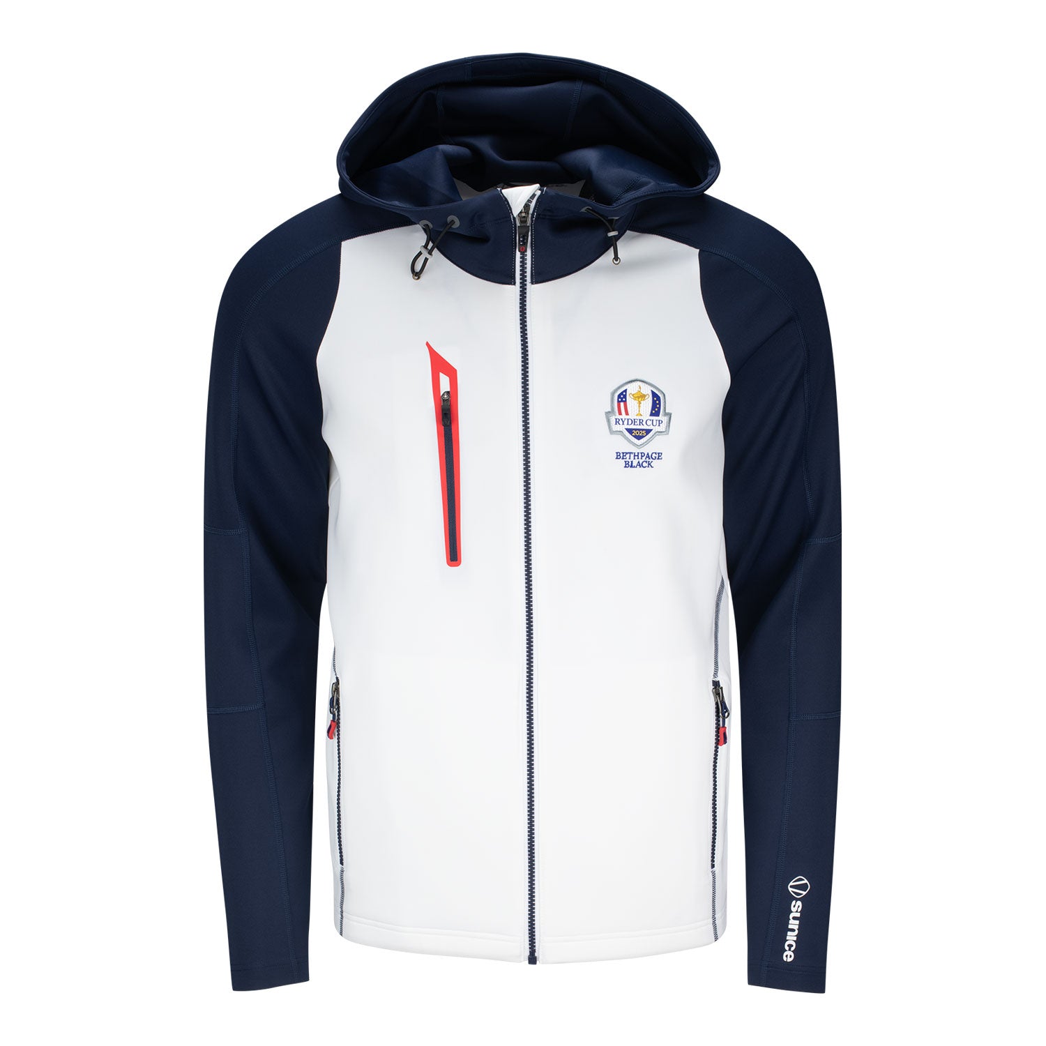 Sunice 2025 Ryder Cup Allendale 2.0 Water Repellant Full Zip in White and Midnight - Front View