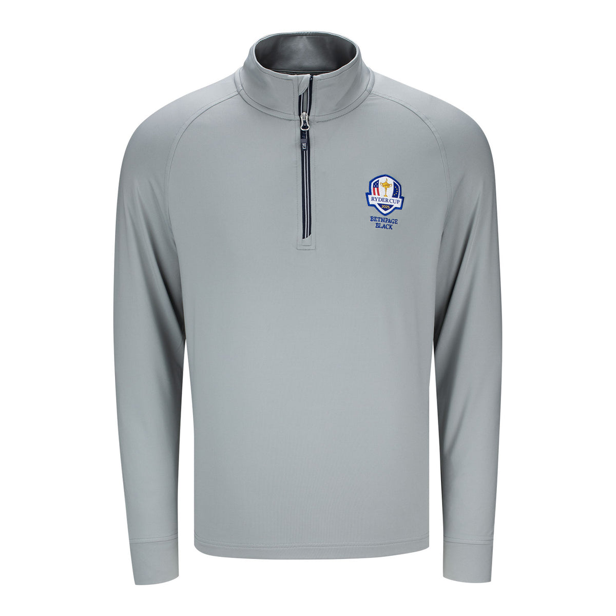 Cutter &amp; Buck 2025 Ryder Cup Knit Stretch Quarter Zip in Polished Grey - Front View