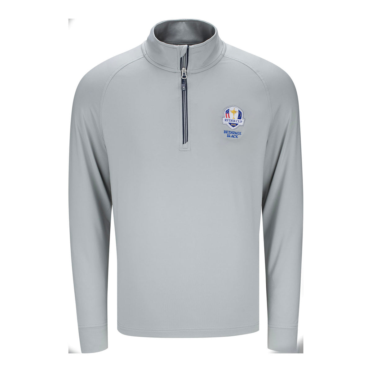 Cutter &amp; Buck 2025 Ryder Cup Knit Stretch Quarter Zip in Polished Grey - Front View