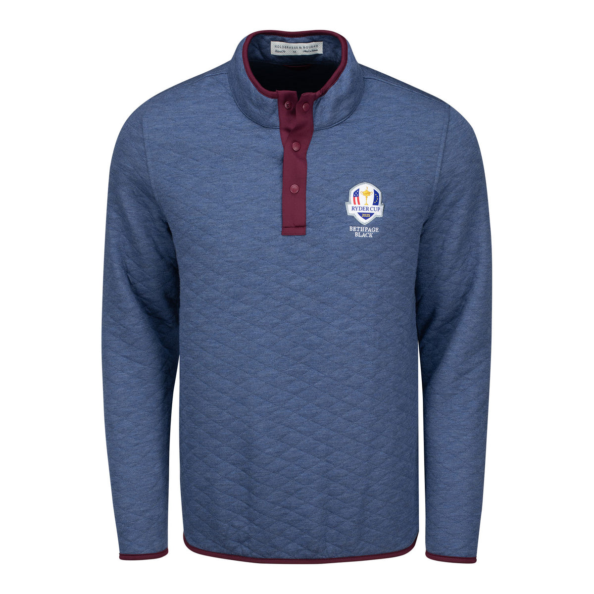 Holderness &amp; Bourne 2025 Ryder Cup Sullivan Quilted Quarter Snap in Heathered North Sea - Front View