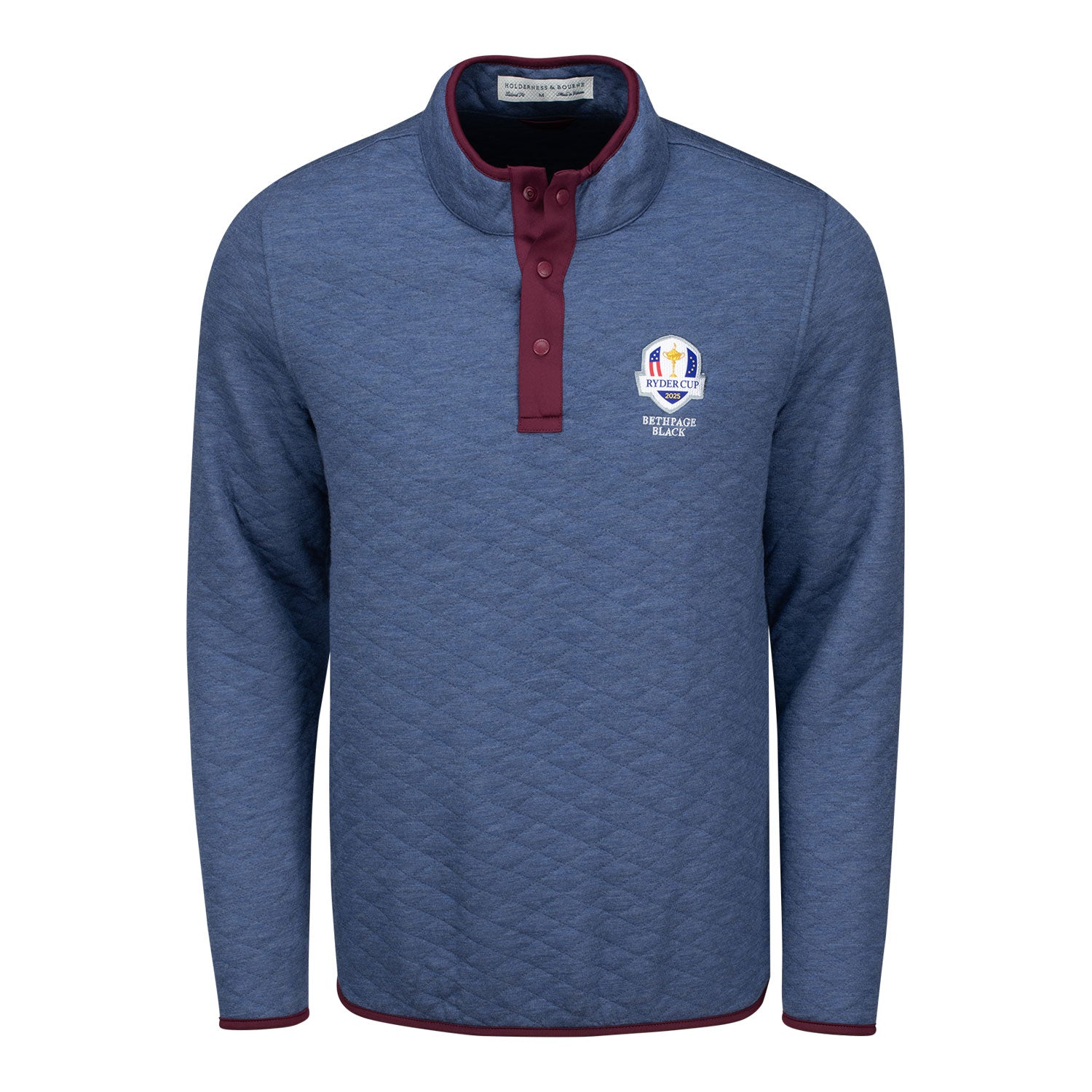 Holderness & Bourne 2025 Ryder Cup Sullivan Quilted Quarter Snap in Heathered North Sea - Front View