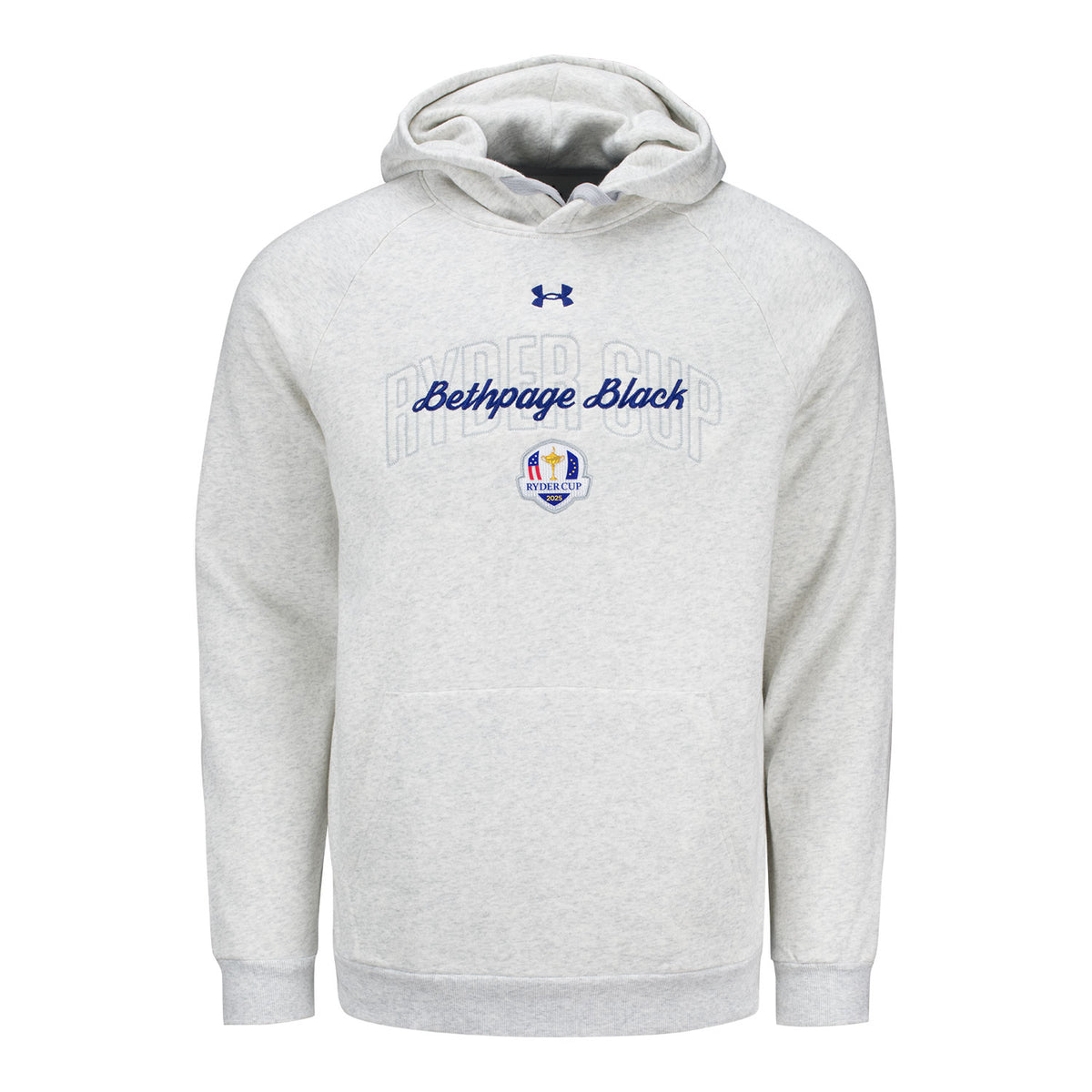 Under Armour 2025 Ryder Cup Chainstitch Embroidered Hoodie in Heather Grey - Front View