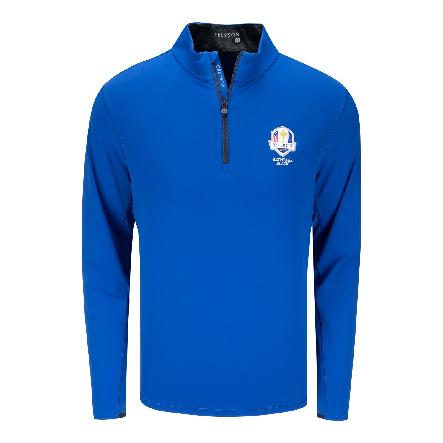 Greyson 2025 Ryder Cup Tate Quarter Zip in Iona Blue - Front View