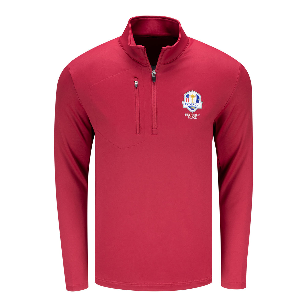 Dunning 2025 Ryder Cup Quest Burren Tech Quarter Zip in Cherry Wine - Front View