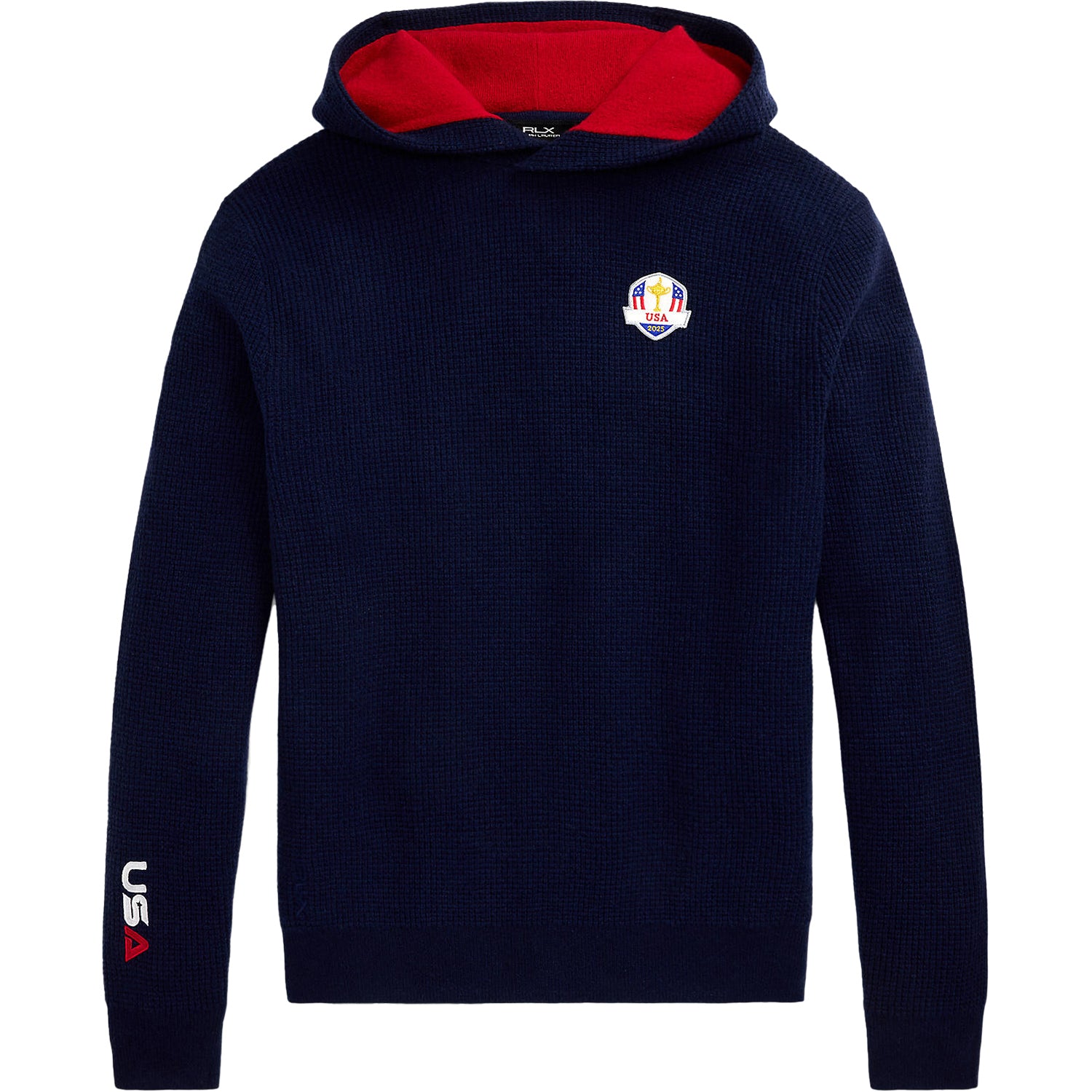 Ralph Lauren 2025 Ryder Cup Waffle Knit Sweater in Refined Navy - Front View