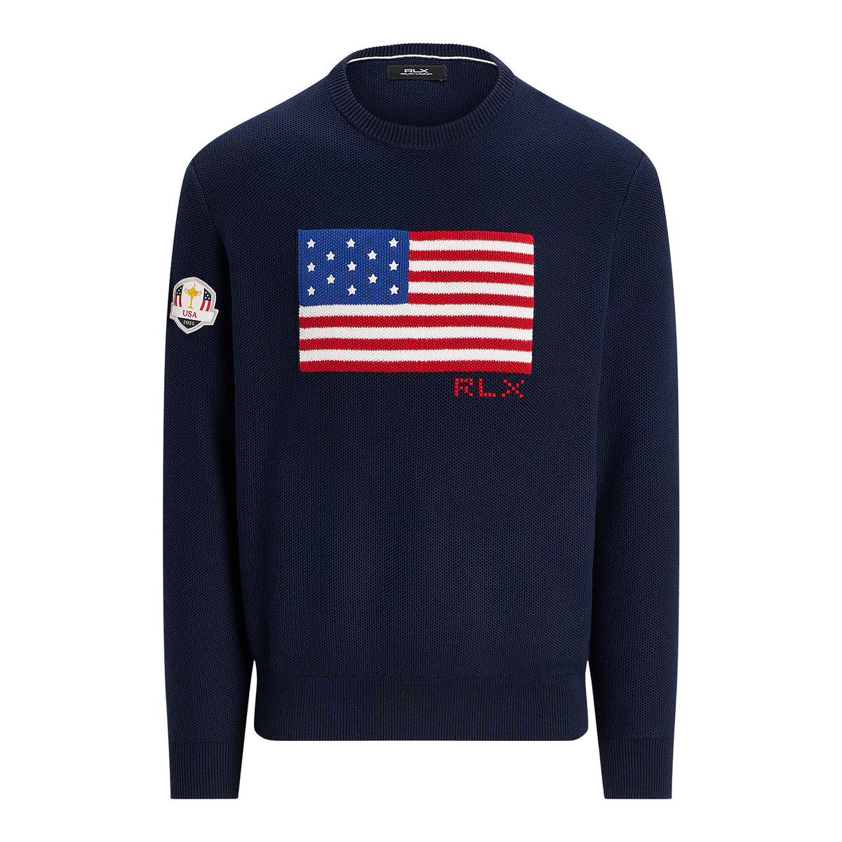 Ralph Lauren 2025 Ryder Cup Flag Sweater in Refined Navy - Front View