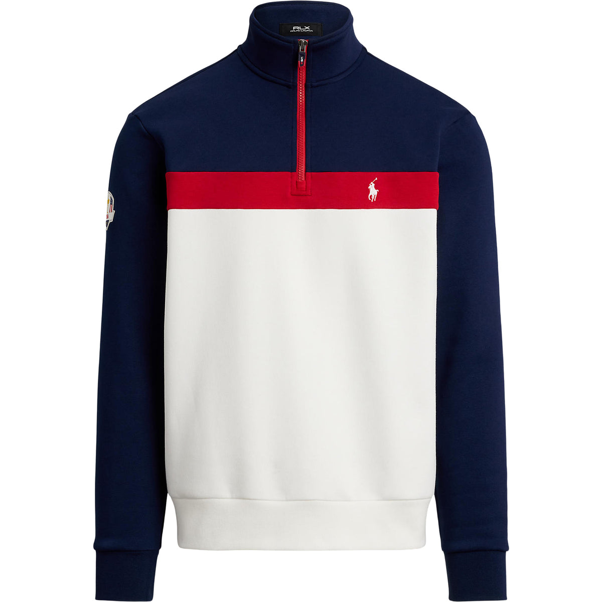 Ralph Lauren 2025 Ryder Cup Fleece Quarter Zip Sweatshirt in Refined Navy Multi - Front View