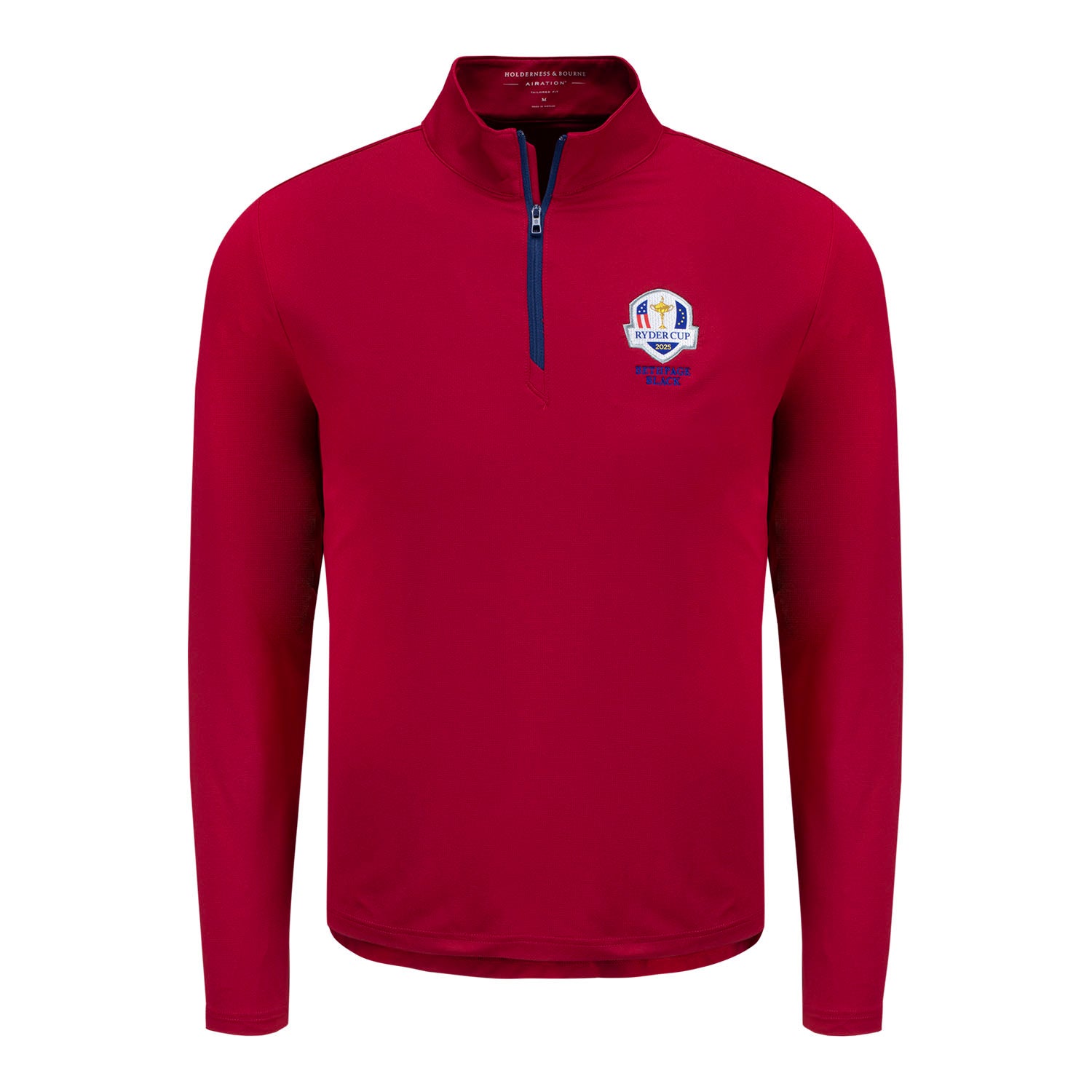 Holderness & Bourne 2025 Ryder Cup Bell Quarter Zip in Heathered Liberty Red - Front View
