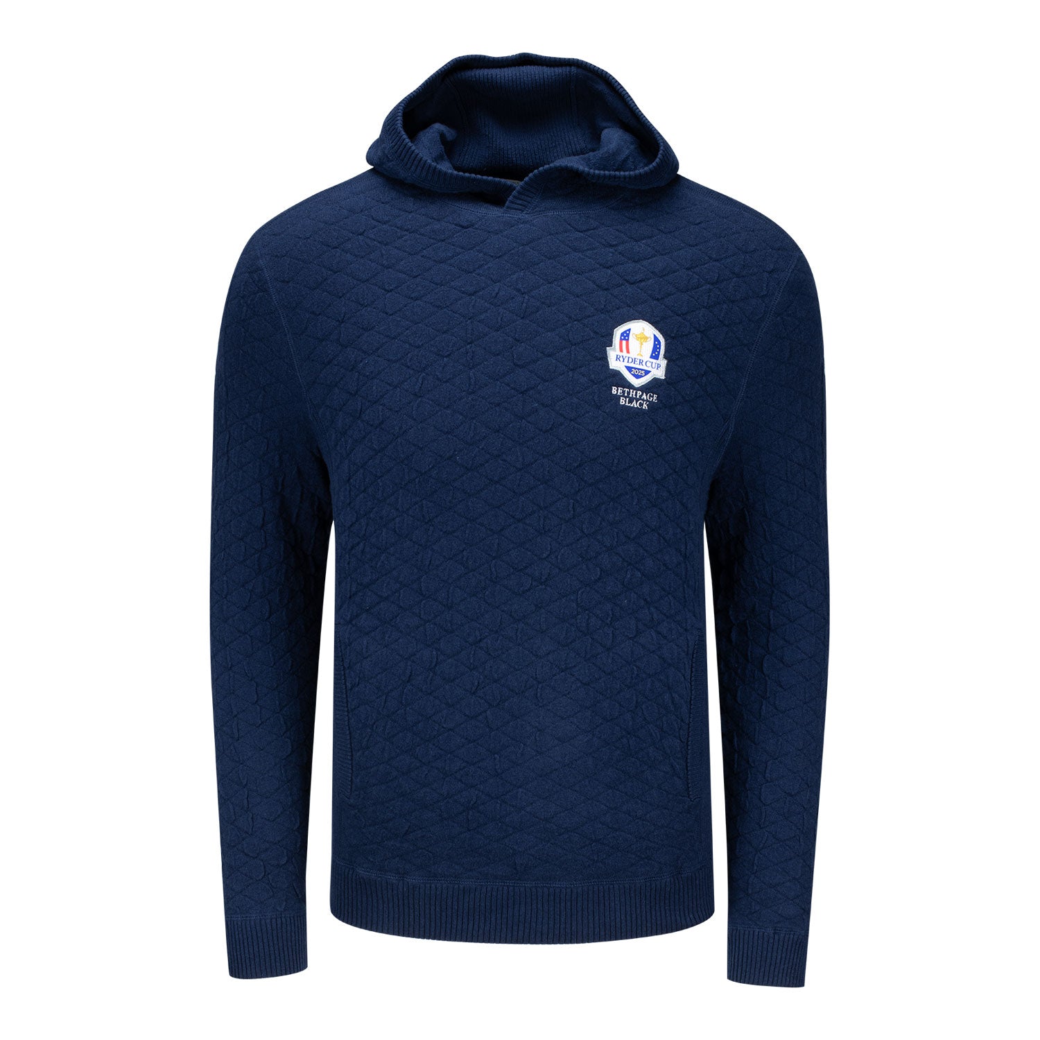 Holderness & Bourne 2025 Ryder Cup Wallace Quilted Hoodie in Heathered Navy - Front View