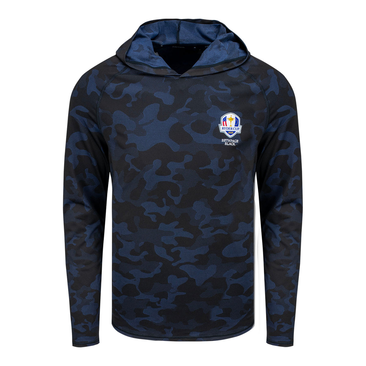 Greyson 2025 Ryder Cup Keneebec Hoodie in Camo Blue - Front View