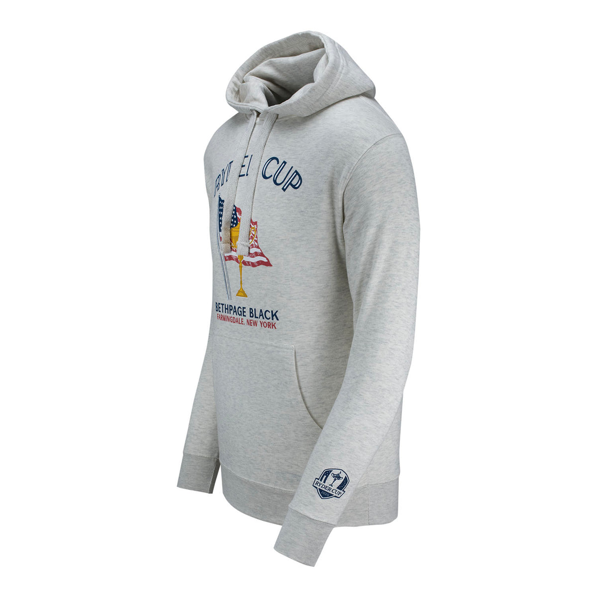 Ahead 2025 Ryder Cup American Flag and Trophy Hoodie in Oatmeal - Left Side View
