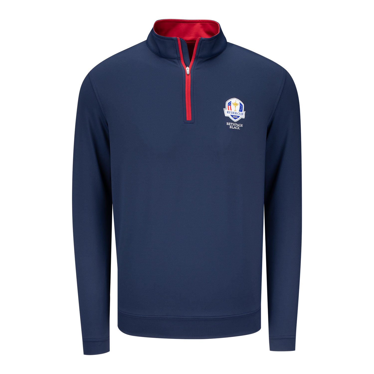 Peter Millar 2025 Ryder Cup Perth Quarter Zip in Navy with Red - Front View