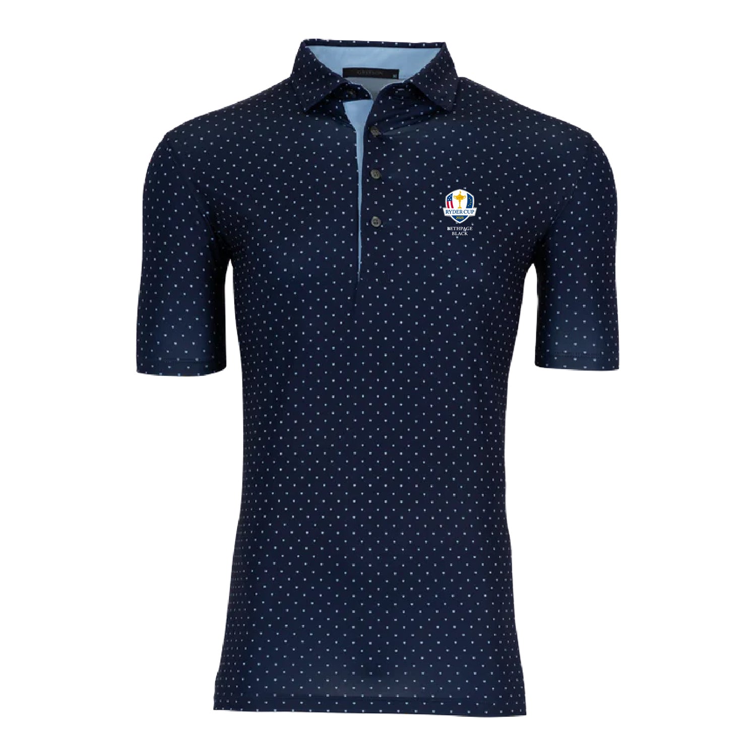 Greyson 2025 Ryder Cup Icon Polo in Maltese Blue - Front View