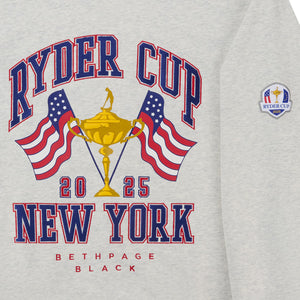 Barstool 2025 Ryder Cup Trophy & Flags Crewneck Sweatshirt in Cool Grey - Logo Close Ups