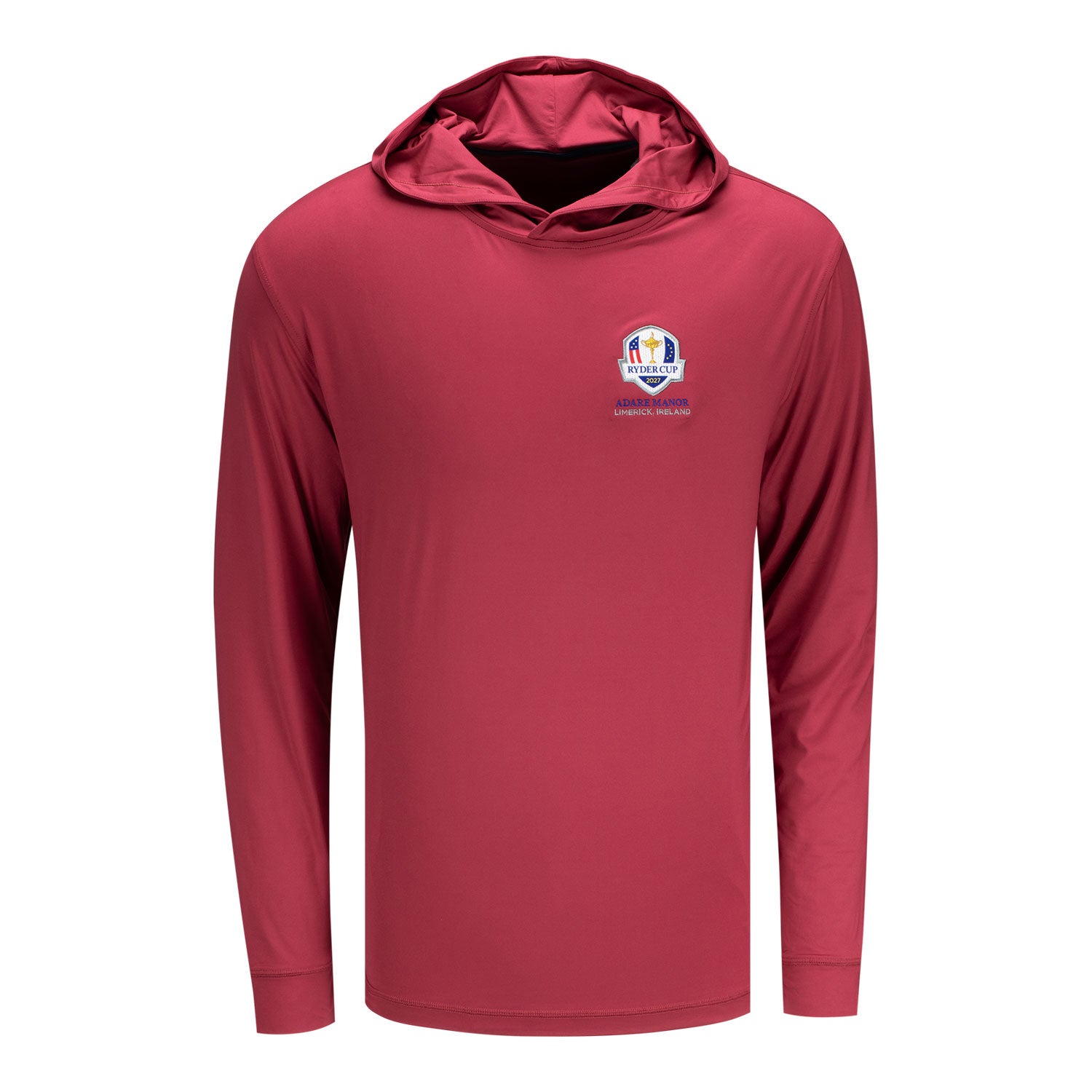 Johnnie-O 2027 Ryder Cup Talon Featherweight Performance Hoodie in Racing Red - Front