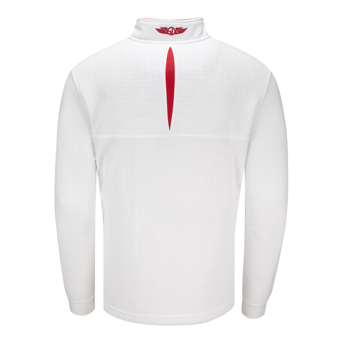 Straight Down 2027 Ryder Cup Optic Quarter Zip in White and Flag Red - Back
