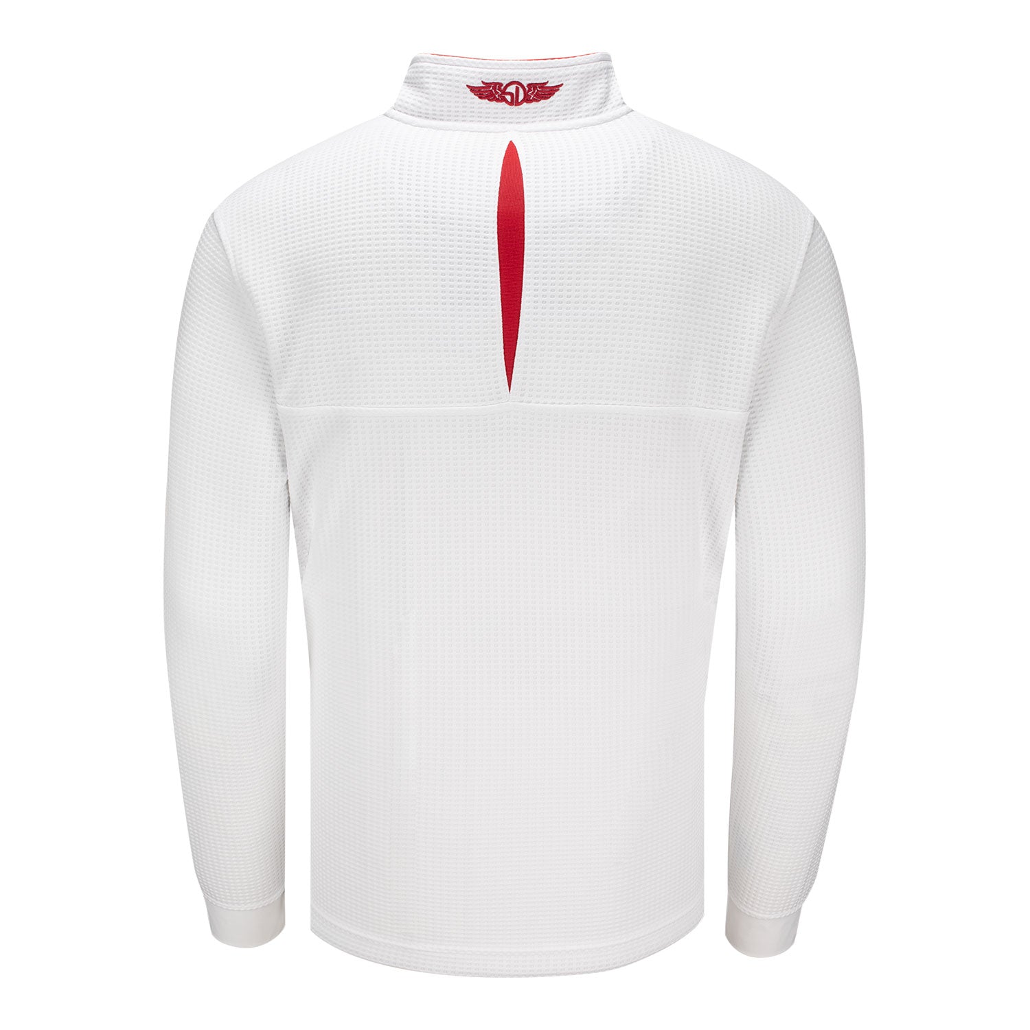 Straight Down 2027 Ryder Cup Optic Quarter Zip in White and Flag Red - Front