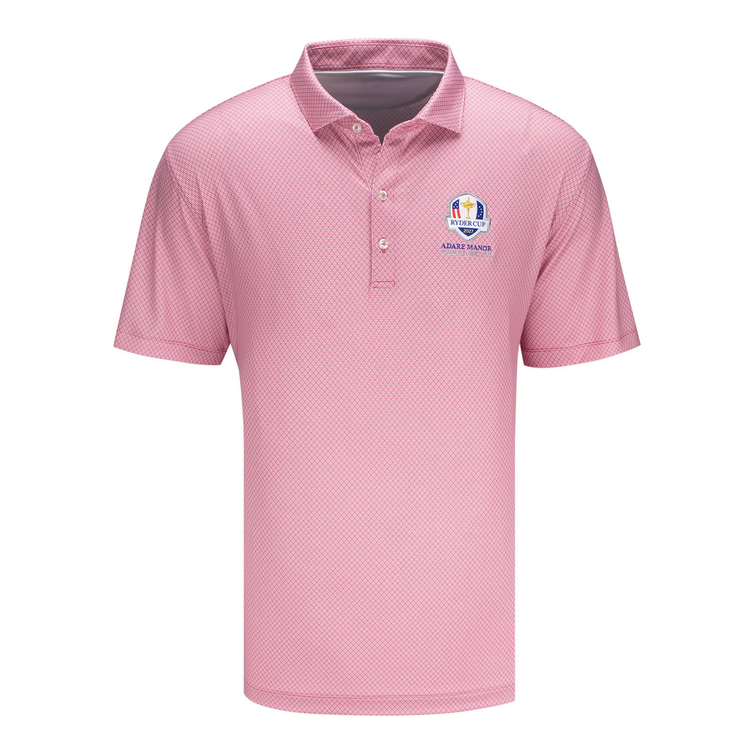 Johnnie-O 2027 Ryder Cup Tile Neat Performance Polo in Racing Red - Front