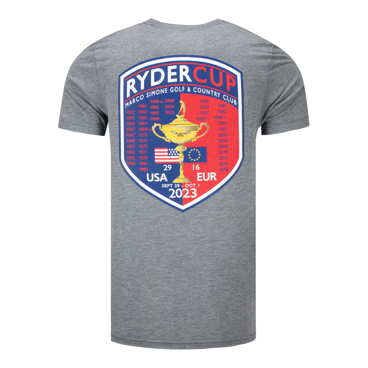 Ahead 2023 Ryder Cup Pembroke T-Shirt in Grey - Back View