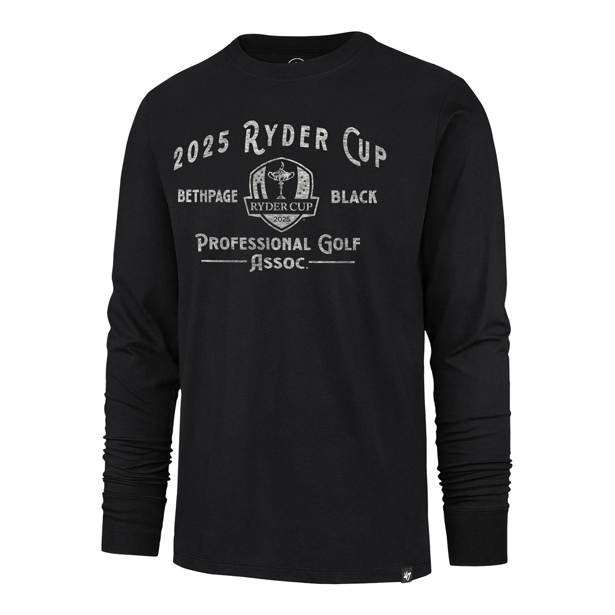'47 Brand 2025 Ryder Cup Whitlock Franklin Long Sleeve T-Shirt in Black - Front View