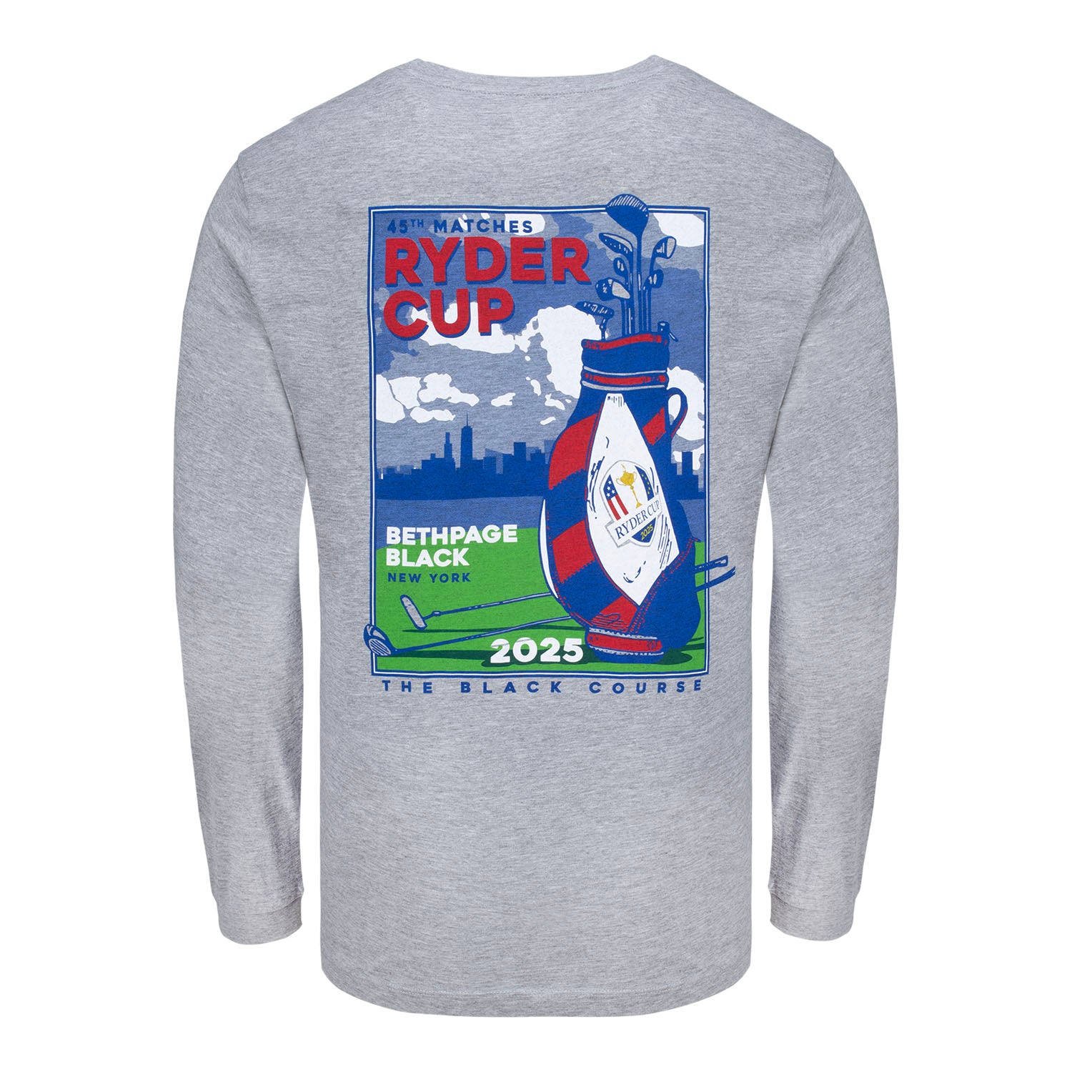 Ahead 2025 Ryder Cup Golf Bag Long Sleeve T-Shirt in Grey - Back View