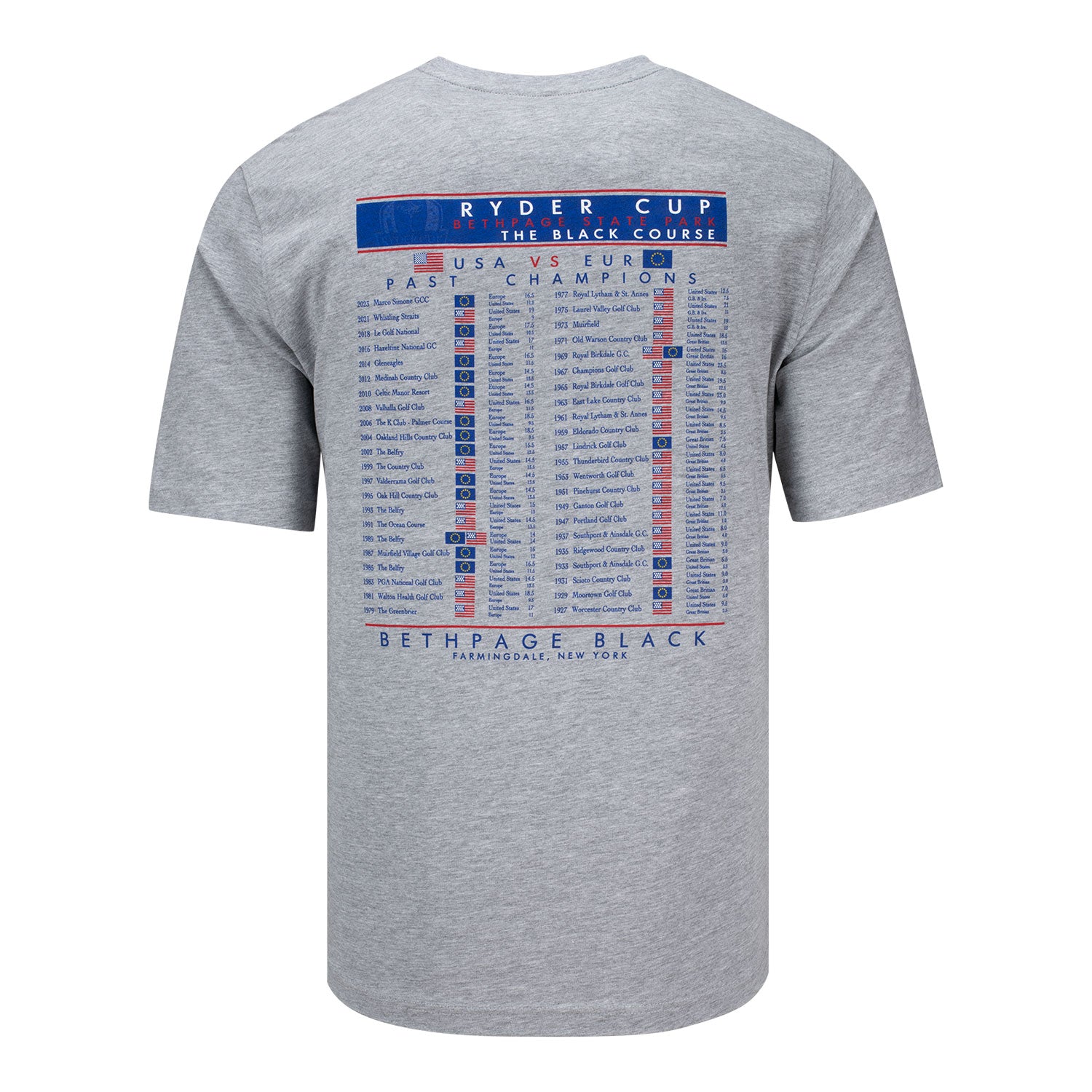 Ahead 2025 Ryder Cup Past Champions T-Shirt in Grey - Back View