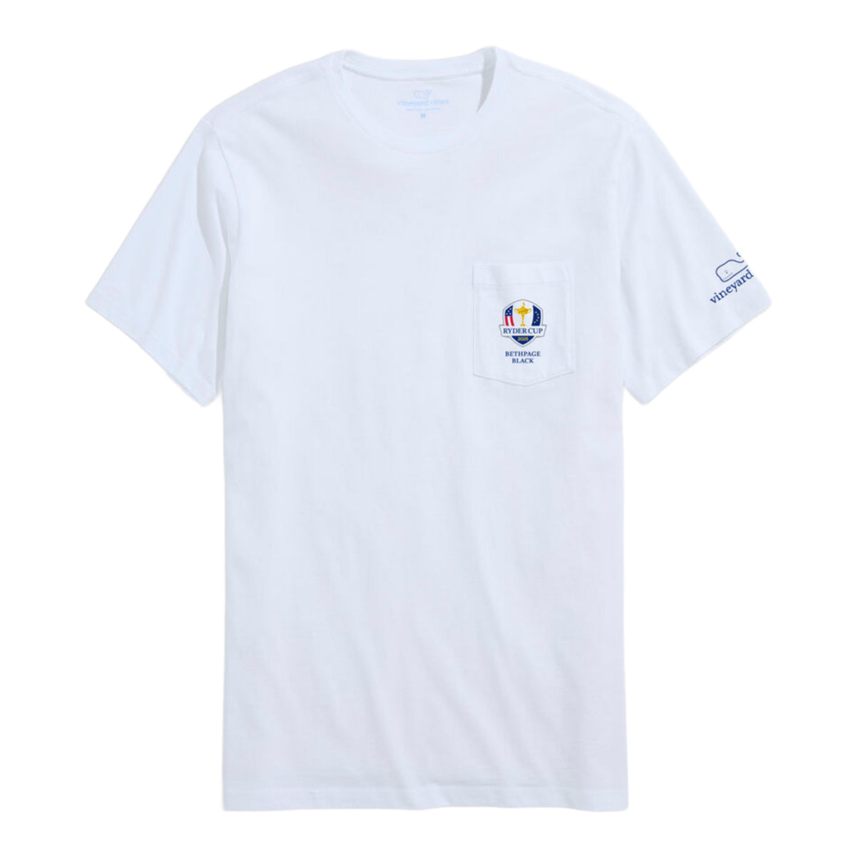 Vineyard Vines 2025 Ryder Cup Trophy Flags T-Shirt in White - Front View