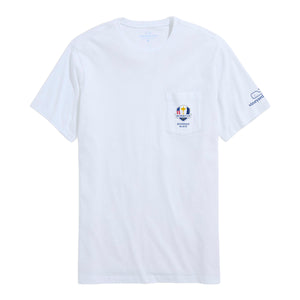 Vineyard Vines 2025 Ryder Cup Trophy Flags T-Shirt in White - Front View