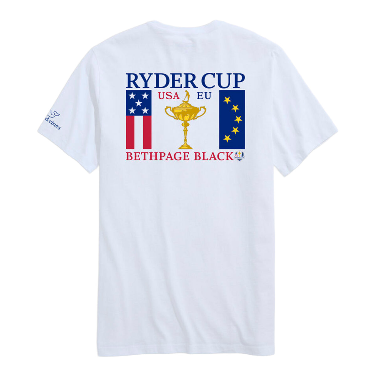 Vineyard Vines 2025 Ryder Cup Trophy Flags T-Shirt in White - Back View