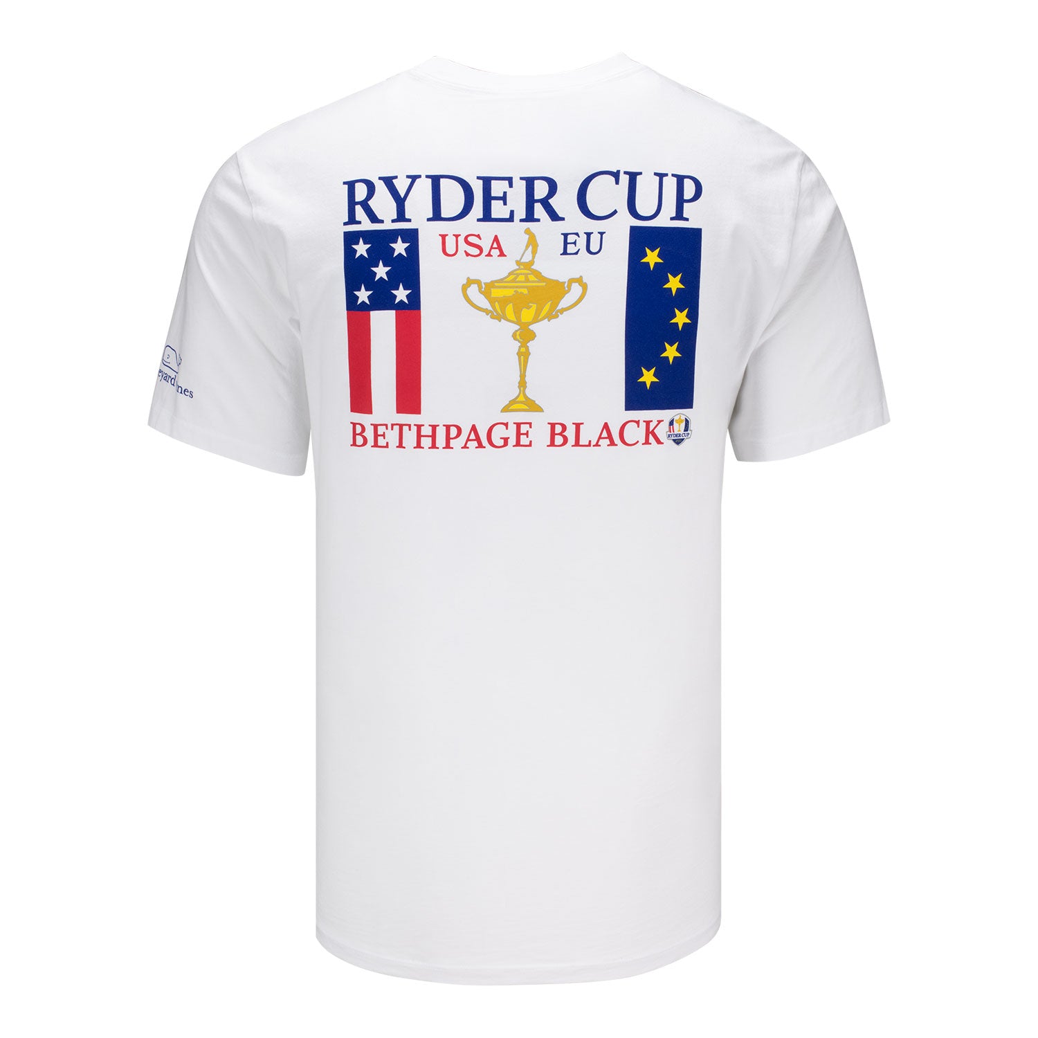 Vineyard Vines 2025 Ryder Cup Trophy Flags T-Shirt in White - Back View