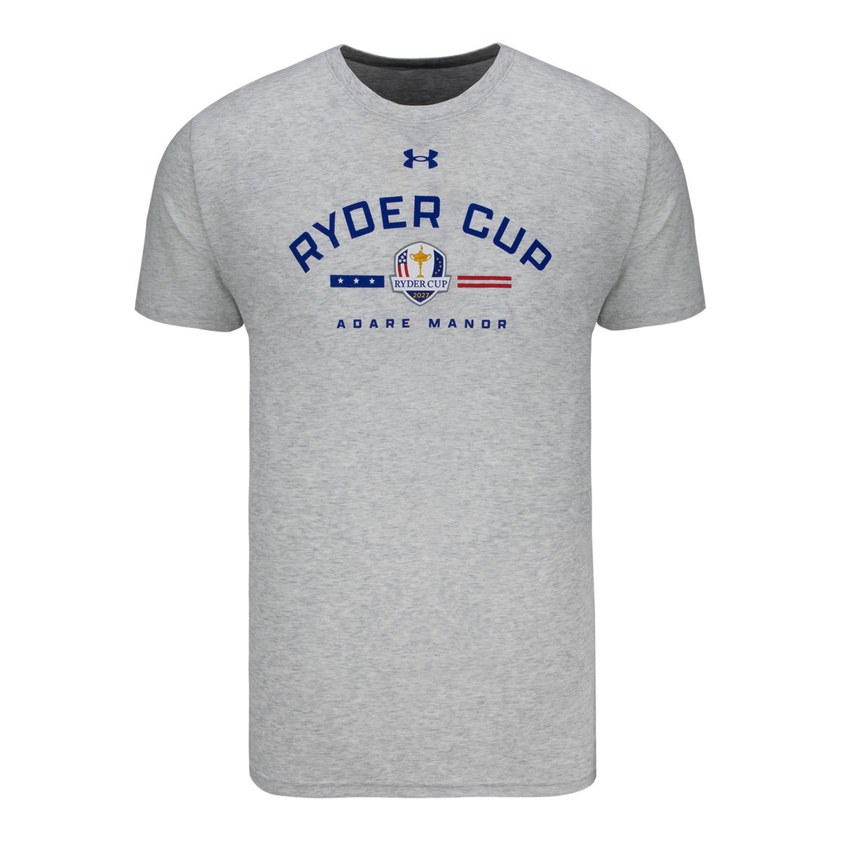 Under Armour Ryder Cup 2027 Performance Cotton Tee in Heather Grey - Front View