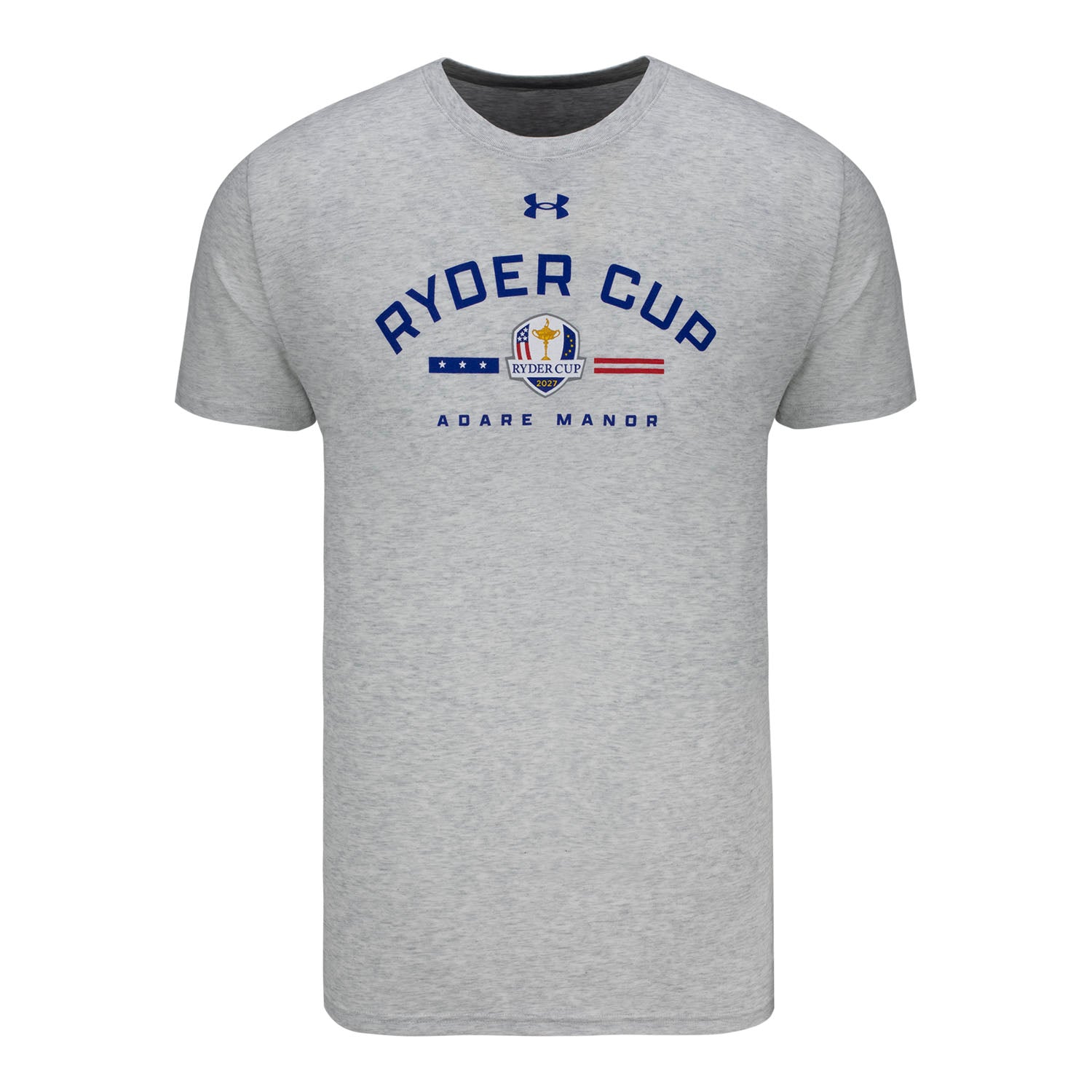 Under Armour Ryder Cup 2027 Performance Cotton Tee in Heather Grey - Front View