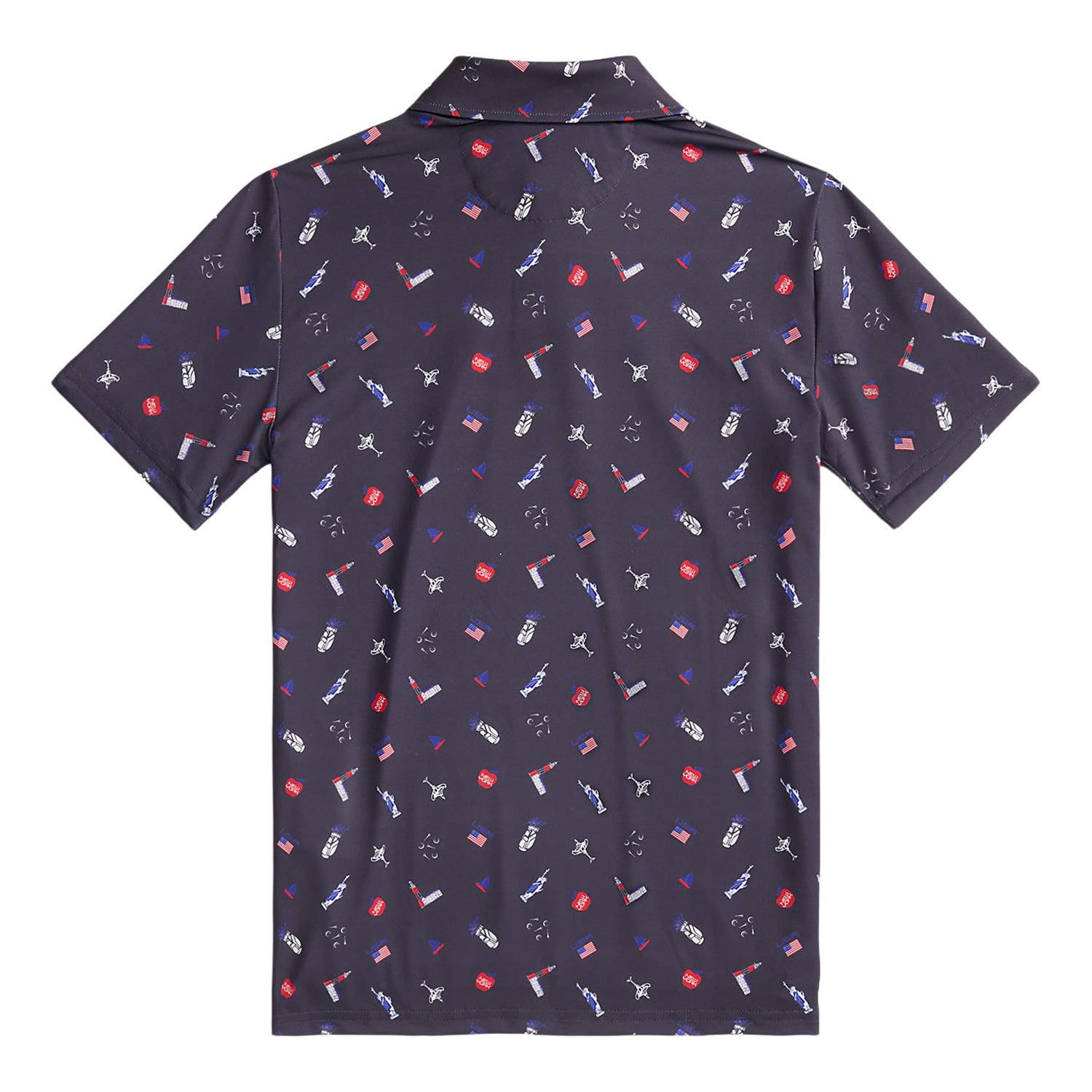 Ralph Lauren 2025 Ryder Cup Youth Performance Scatter Polo Shirt in Refined Navy Multi - Front View