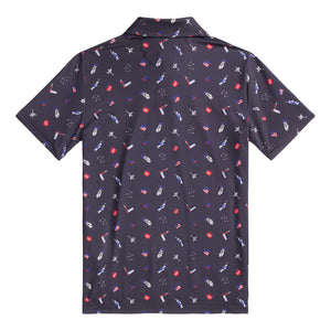 Ralph Lauren 2025 Ryder Cup Youth Performance Scatter Polo Shirt in Refined Navy Multi - Back View