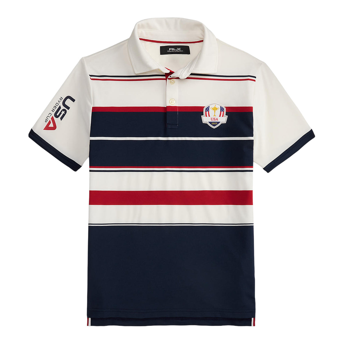 Ralph Lauren 2025 Ryder Cup Youth Performance Polo Shirt in Ceramic White Multi - Front View